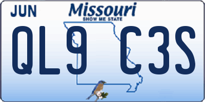 MO license plate QL9C3S