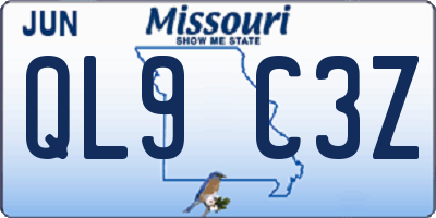 MO license plate QL9C3Z
