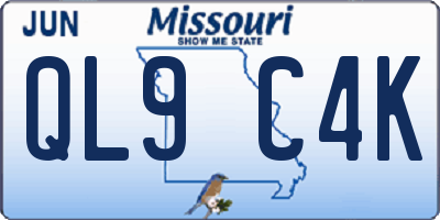 MO license plate QL9C4K