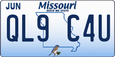 MO license plate QL9C4U