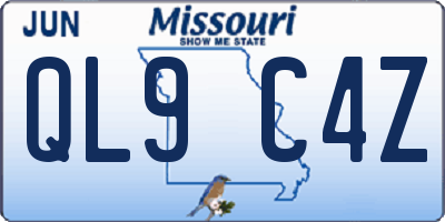 MO license plate QL9C4Z