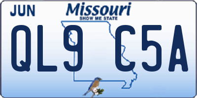 MO license plate QL9C5A