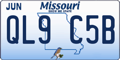 MO license plate QL9C5B