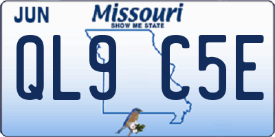 MO license plate QL9C5E