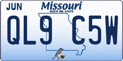MO license plate QL9C5W