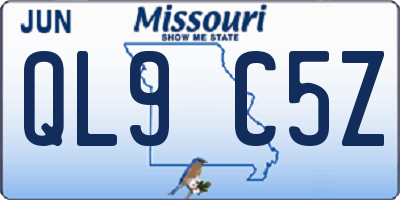 MO license plate QL9C5Z