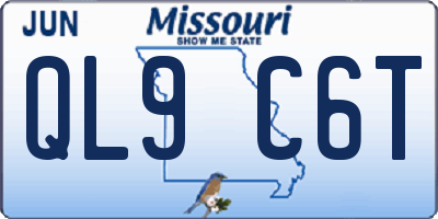 MO license plate QL9C6T