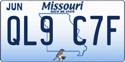 MO license plate QL9C7F