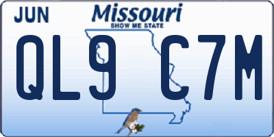 MO license plate QL9C7M