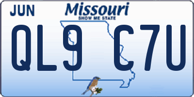 MO license plate QL9C7U