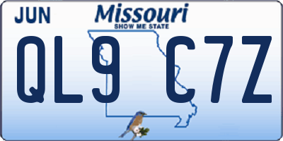 MO license plate QL9C7Z