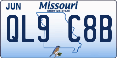 MO license plate QL9C8B