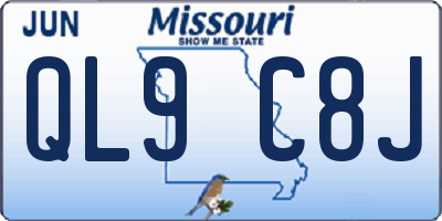 MO license plate QL9C8J