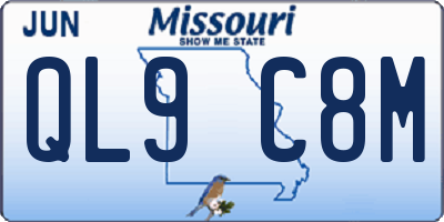 MO license plate QL9C8M