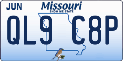 MO license plate QL9C8P