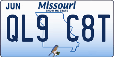 MO license plate QL9C8T