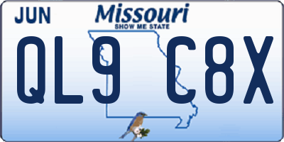 MO license plate QL9C8X