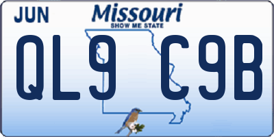 MO license plate QL9C9B