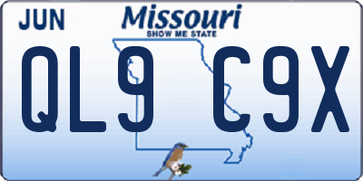 MO license plate QL9C9X