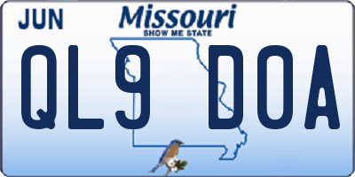 MO license plate QL9D0A