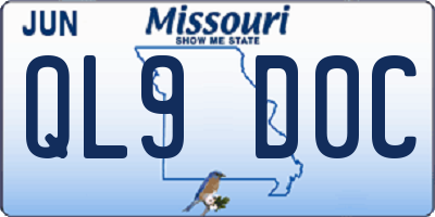 MO license plate QL9D0C