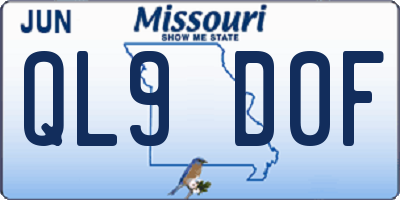 MO license plate QL9D0F