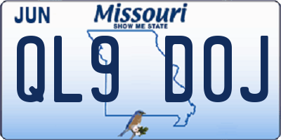MO license plate QL9D0J