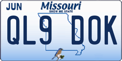 MO license plate QL9D0K