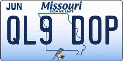 MO license plate QL9D0P