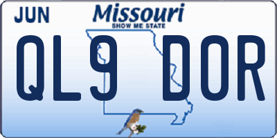 MO license plate QL9D0R