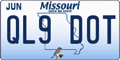 MO license plate QL9D0T