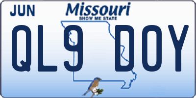 MO license plate QL9D0Y