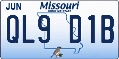 MO license plate QL9D1B