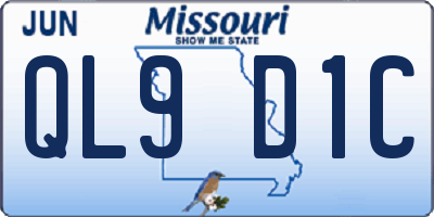 MO license plate QL9D1C