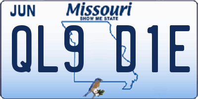MO license plate QL9D1E