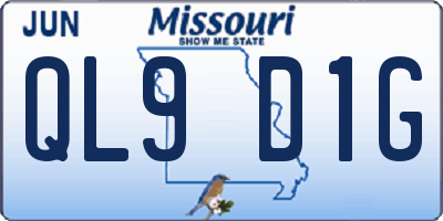 MO license plate QL9D1G