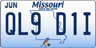 MO license plate QL9D1I