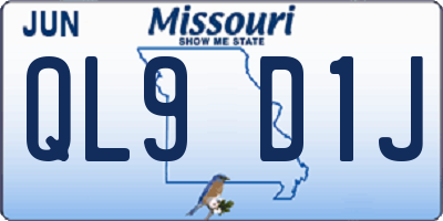MO license plate QL9D1J