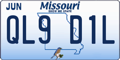 MO license plate QL9D1L