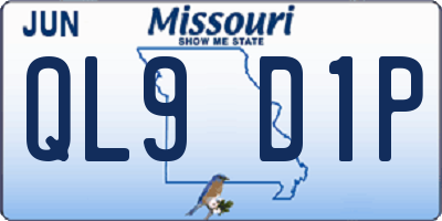 MO license plate QL9D1P