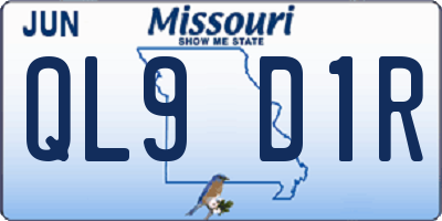 MO license plate QL9D1R