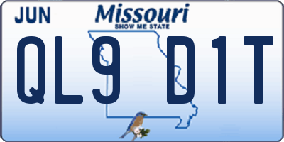 MO license plate QL9D1T