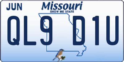MO license plate QL9D1U