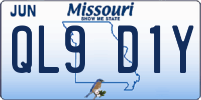 MO license plate QL9D1Y