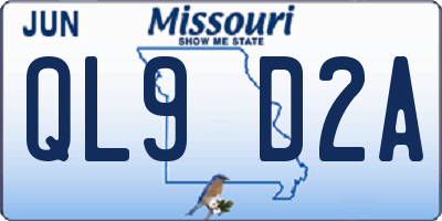 MO license plate QL9D2A