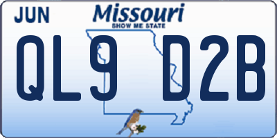 MO license plate QL9D2B