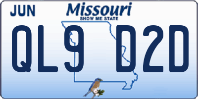 MO license plate QL9D2D