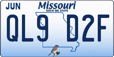 MO license plate QL9D2F