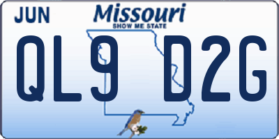 MO license plate QL9D2G