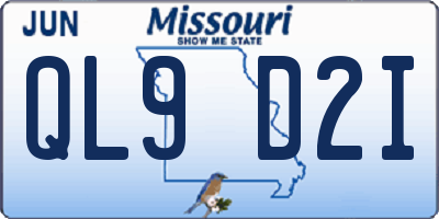 MO license plate QL9D2I